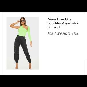 Neon green over the shoulder body suit